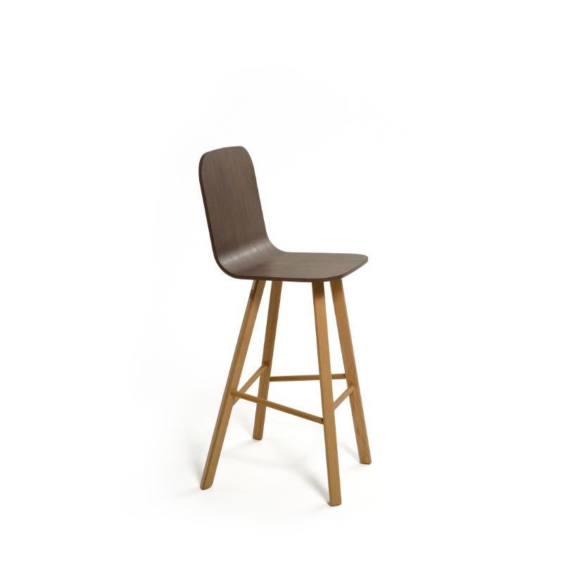 Modern Set of 2, Tria Stool, High Back, Canaletto Walnut by Colé Italia For Sale