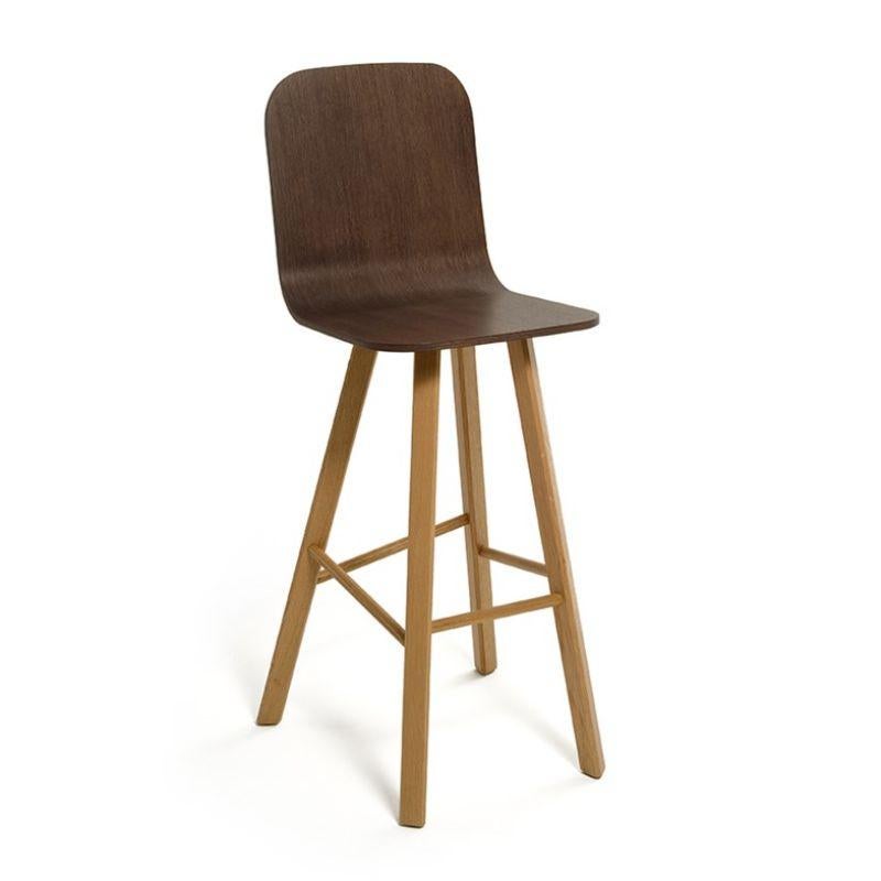 Italian Set of 2, Tria Stool, High Back, Canaletto Walnut by Colé Italia For Sale