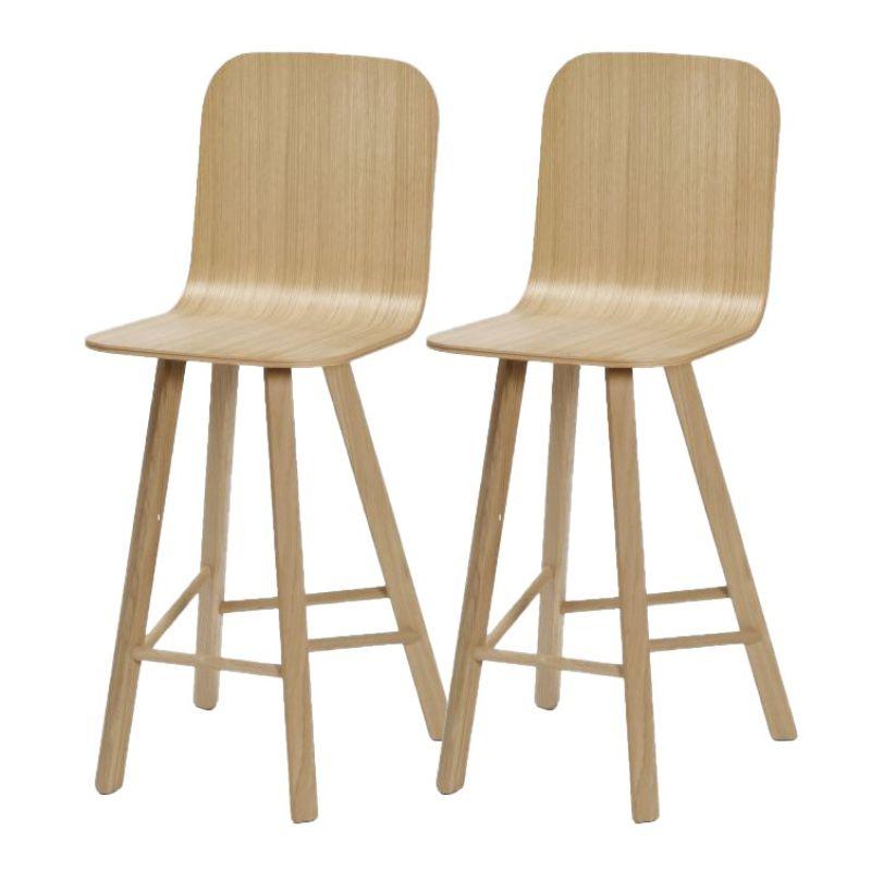 Set of 2, Tria Stool, High Back, Oak by Colé Italia For Sale 4