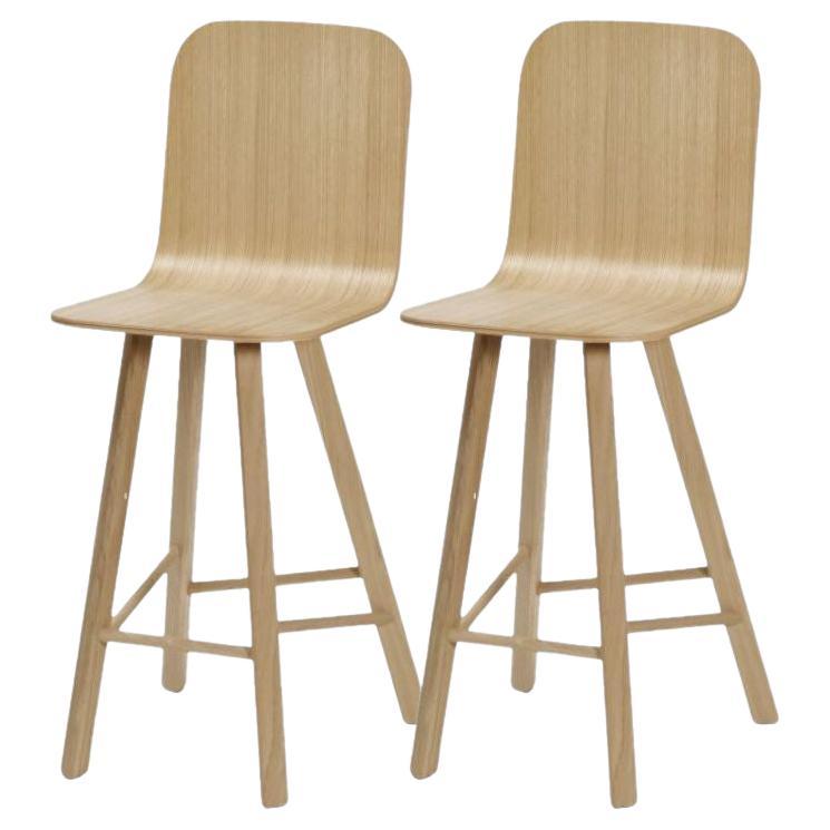 Set of 4, Tria Stool, High Back, Canaletto Walnut by Colé Italia For