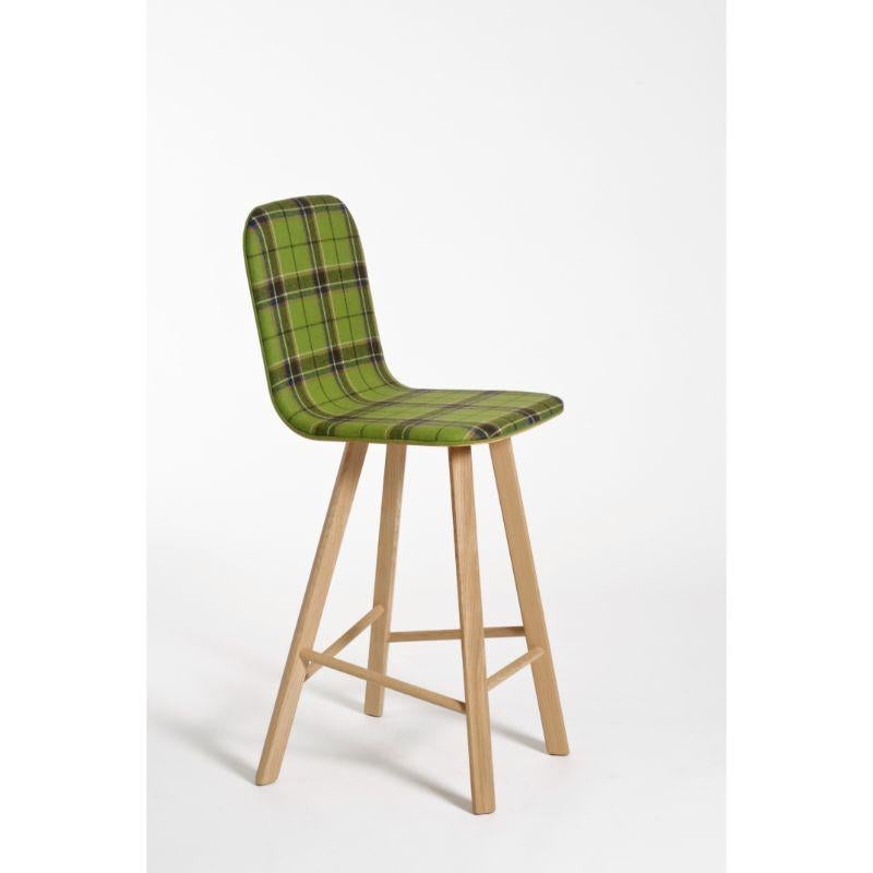 Modern Set of 2, Tria Stool, High Back, Upholstered Nord Wool, Green by Colé Italia For Sale