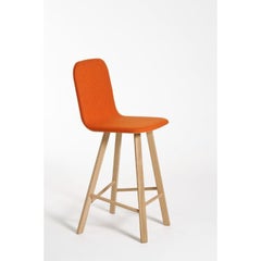 Set of 2, Tria Stool, High Back, Upholstered Wool, Orange by Colé Italia