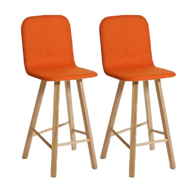 Set of 2, Tria Stool, High Back, Upholstered Wool, Orange by Colé Italia For Sale 1