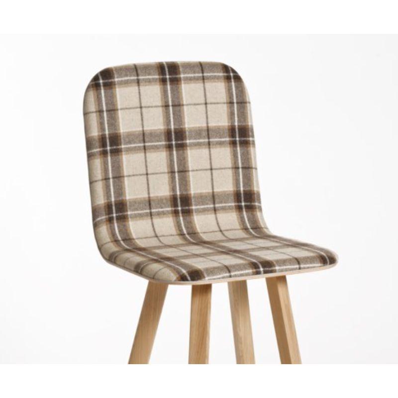 Other Set of 2, Tria Stool, High Back, Upholstered Wool, Tartan Beige by Colé Italia For Sale