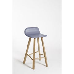 Lot de 2, Tabouret Tria, dossier bas, cuir Grigio par Colé Italia