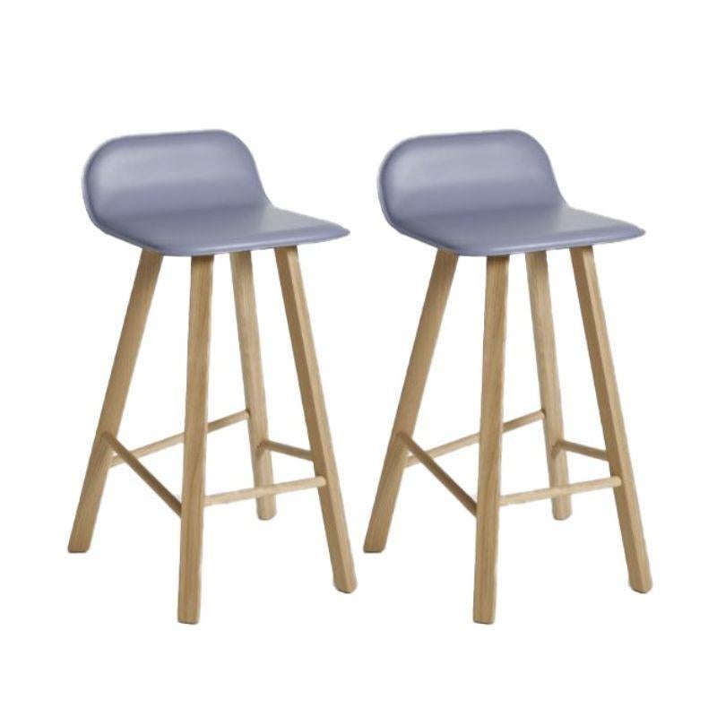 Set of 2, Tria Stool, Low Back, Leather Grigio by Colé Italia For Sale 1