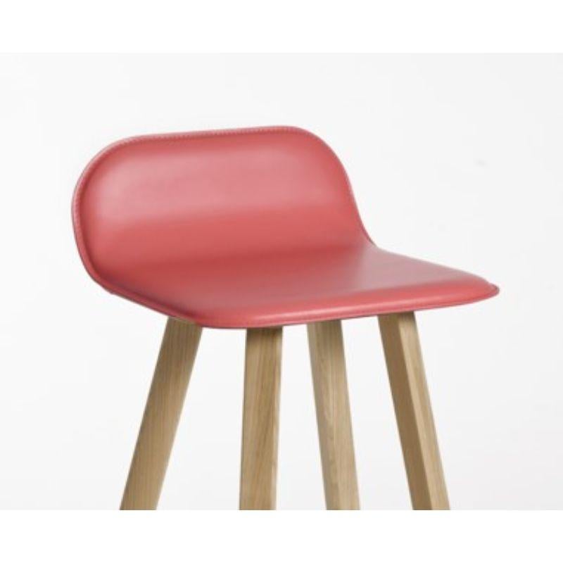 Other Set of 2, Tria Stool, Low Back, Leather Rojo by Colé Italia For Sale