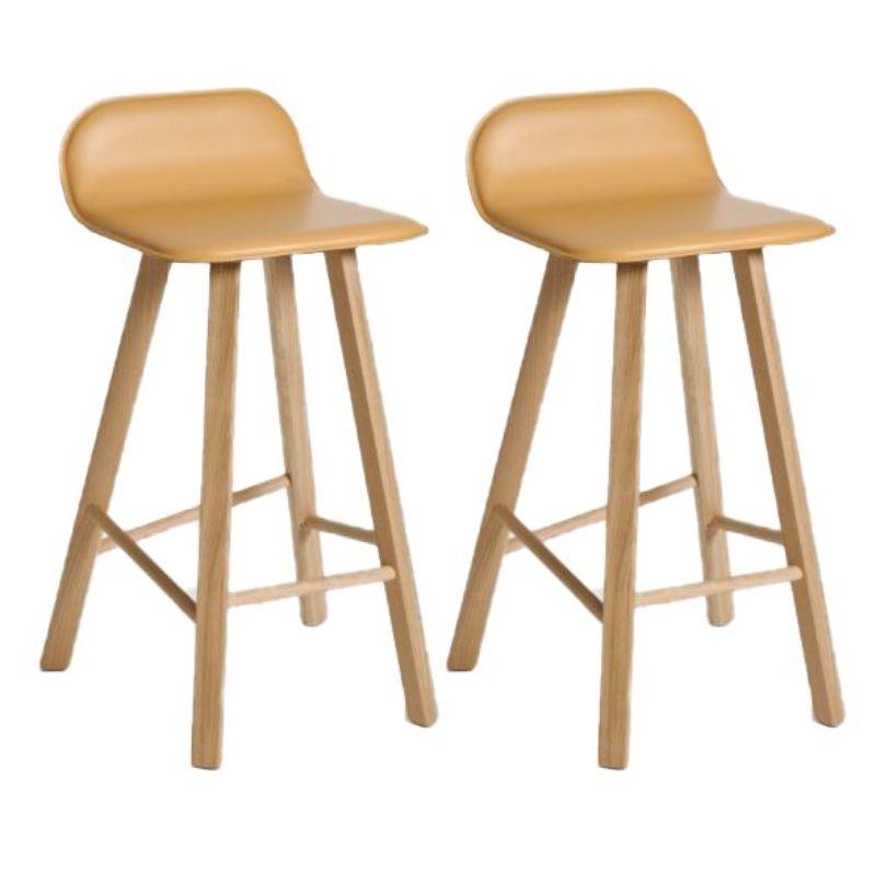 Set of 2, Tria Stool, Low Back, Natural Leather by Colé Italia For Sale 3