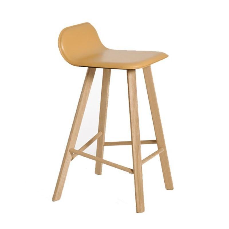 Modern Set of 2, Tria Stool, Low Back, Natural Leather by Colé Italia For Sale
