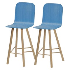 Set of 2, Tria Stool, Tapparelle High Back Denim Blue by Colé Italia