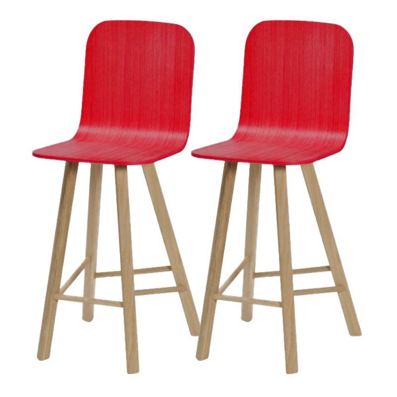Contemporary Set of 2, Tria Stool, Tapparelle High Back Red by Colé Italia For Sale