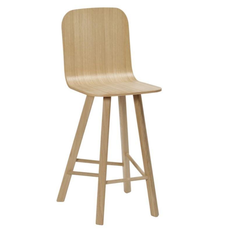 Set of 2 Tria Stools, Low Back Coffee & High Back Oak by Colé Italia For Sale 5