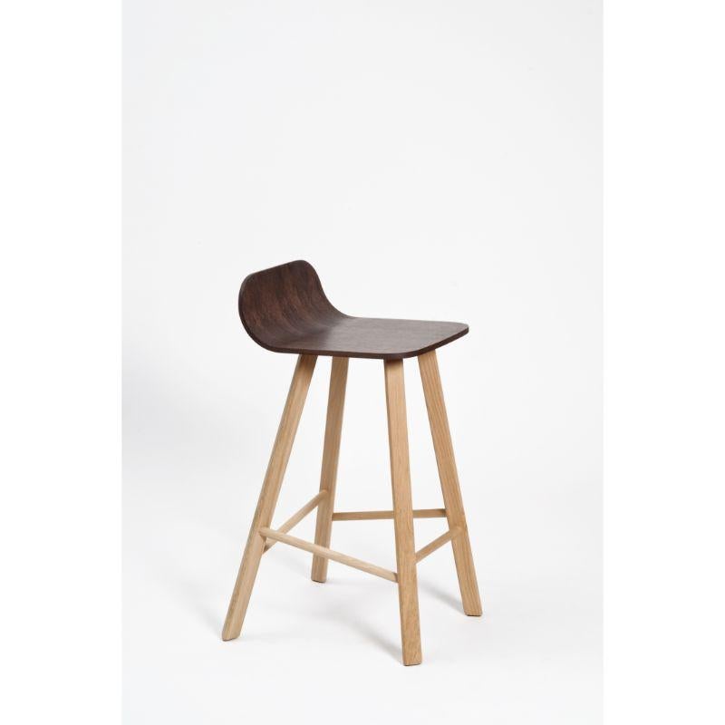 Other Set of 2 Tria Stools, Low Back Coffee & High Back Oak by Colé Italia For Sale