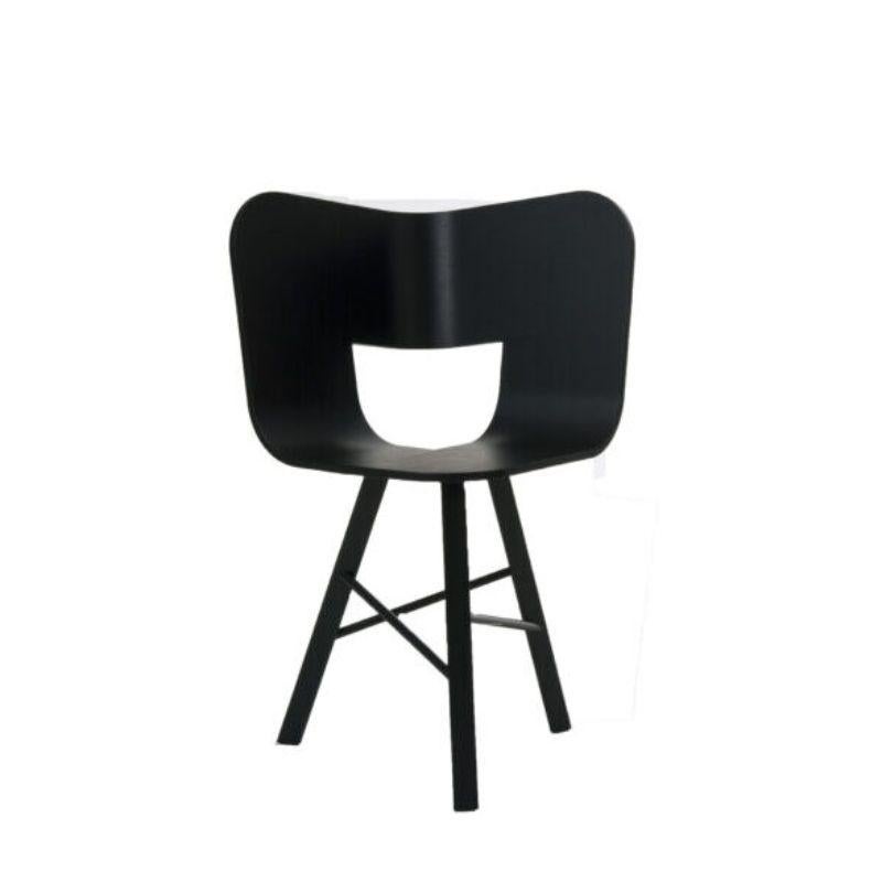 Set of 2, tria wood 3 legs chair, black Open Pore Seat - Black Painted Legs Open Pore by Colé Italia with Lorenz & Kaz (2019)
Dimensions: H 82.5, D 52, W 61 cm
Materials: Plywood chair; 3 legs solid oak base

Also Available: Tria; 4 Legs, with
