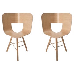 Set di 2 sedie a 3 gambe Tria Wood, Natural Oak di Colé Italia