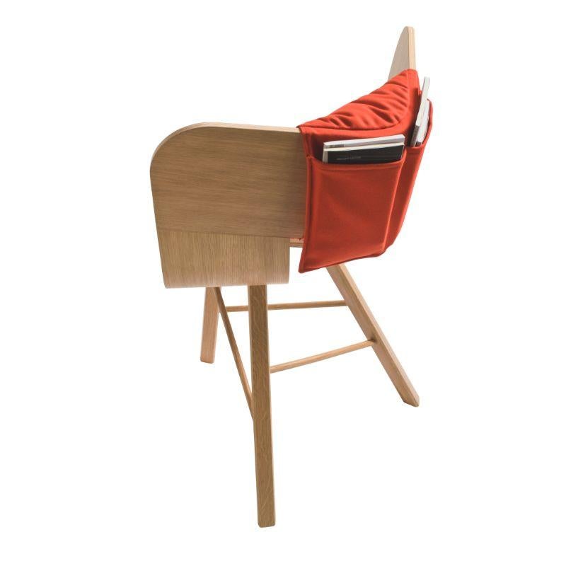 Oak Set of 2, Tria Wood 3 Legs Chair, Red by Colé Italia