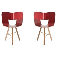 Set di 2 sedie a 3 gambe Tria Wood, Rosso di Colé Italia