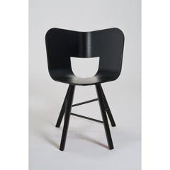 Set of 2, Tria Wood 4 Legs Chair, Black Open Pore Seat by Colé Italia
