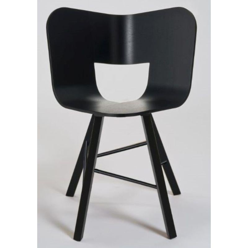 Italian Set of 2, Tria Wood 4 Legs Chair, Black Open Pore Seat by Colé Italia For Sale