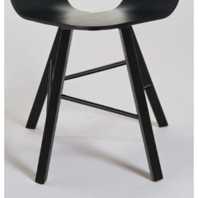 Painted Set of 2, Tria Wood 4 Legs Chair, Black Open Pore Seat by Colé Italia For Sale
