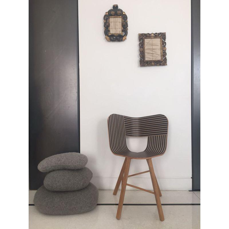 Plywood Set of 2, Tria Wood 4 Legs Chair, Denim & 3 Legs Red by Colé Italia