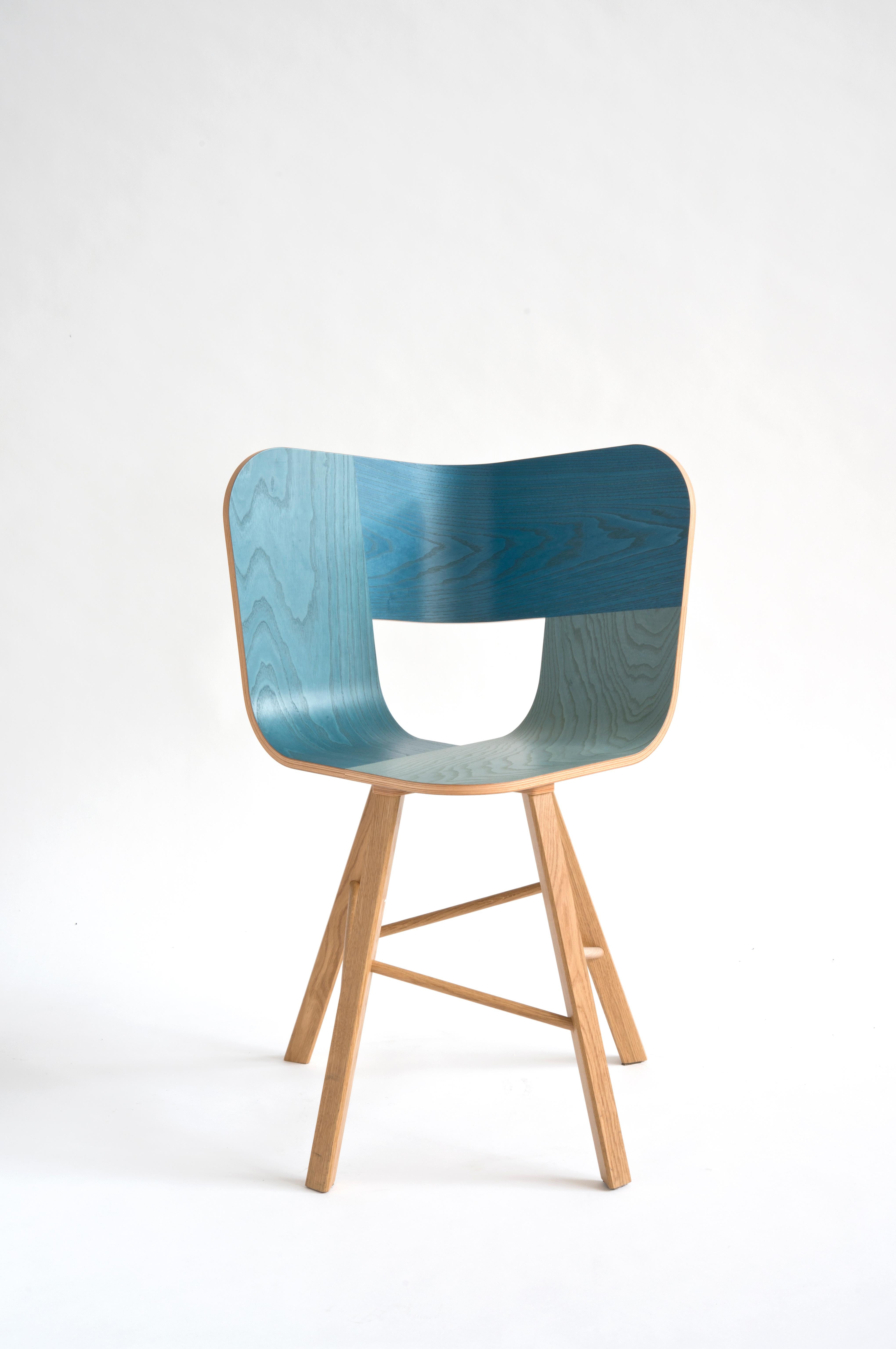 Set of 2, Tria wood 4 legs chair, Denim by Colé Italia with Lorenz & Kaz
(RAL color seat - RAL color painted legs)
Dimensions: H 82.5, D 52, W 61 cm
Materials: Plywood chair; 4 legs solid oak base

Also Available: Tria; 3 Legs, with Cushion,