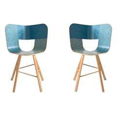 Set di 2 sedie a 4 gambe Tria Wood, Denim di Colé Italia