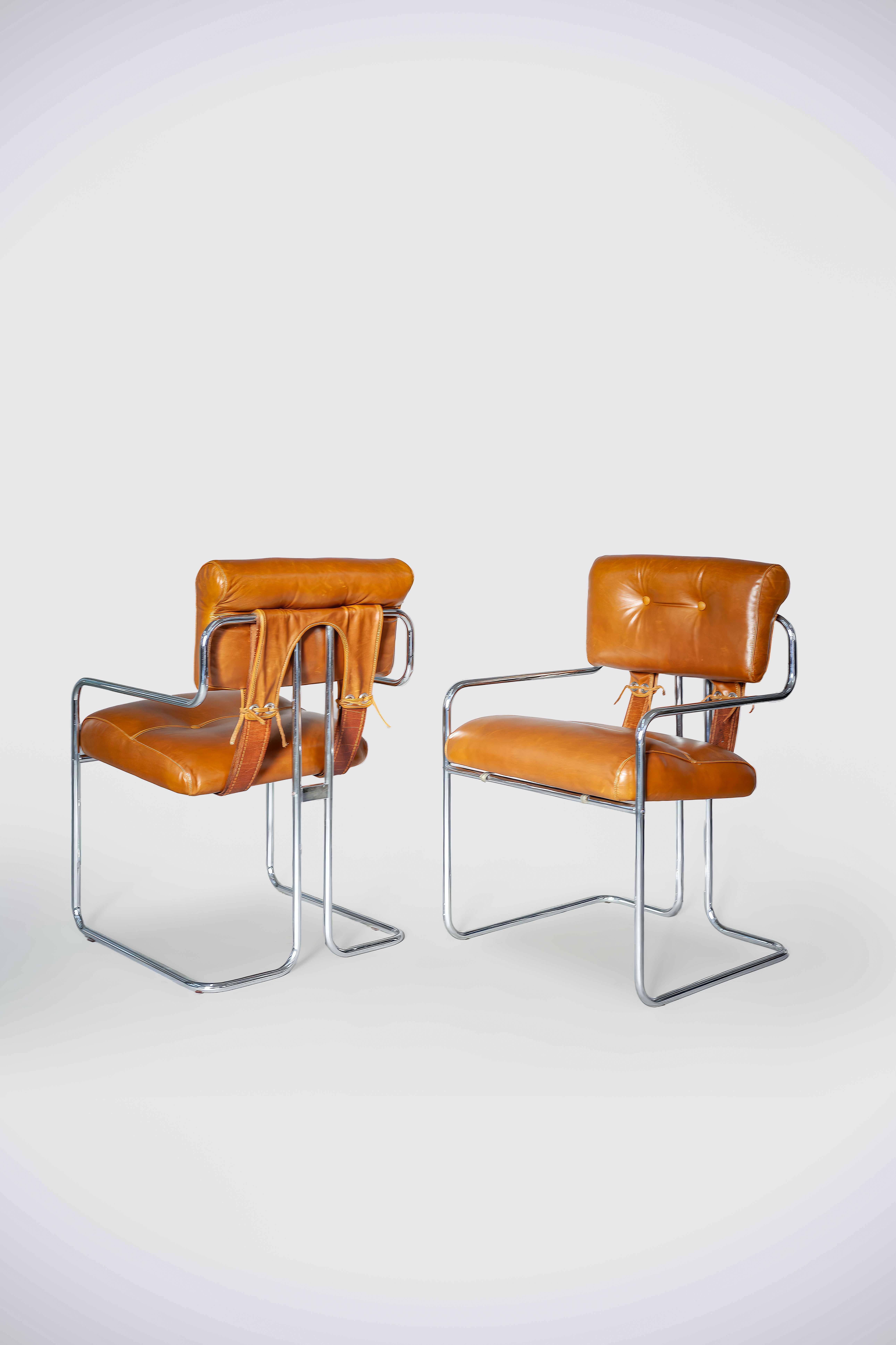 Leather Set of 2 Tucroma Chairs by Guido Faleschini for i4 Mariani