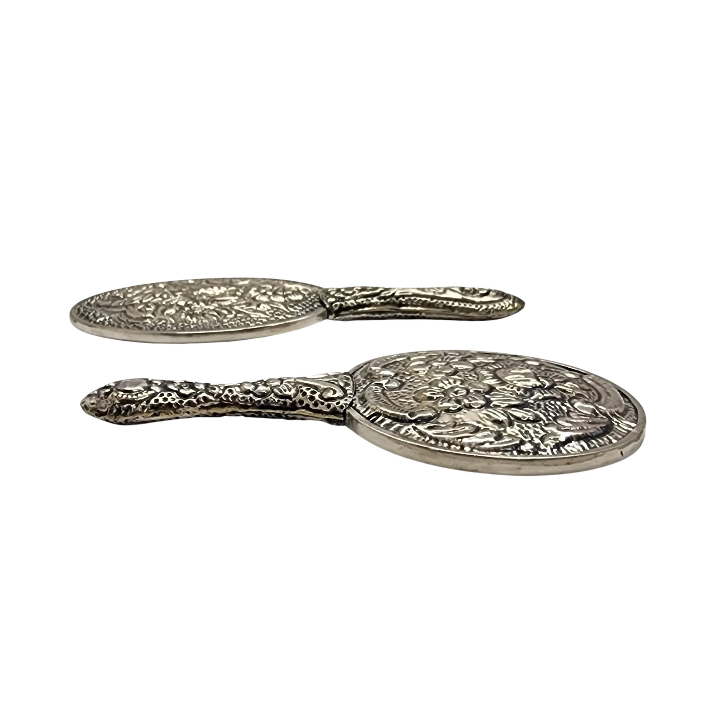 Set of 2 Turan Turkey 900 Silver Repousse Hand Mirrors #15964 In Good Condition For Sale In Washington Depot, CT