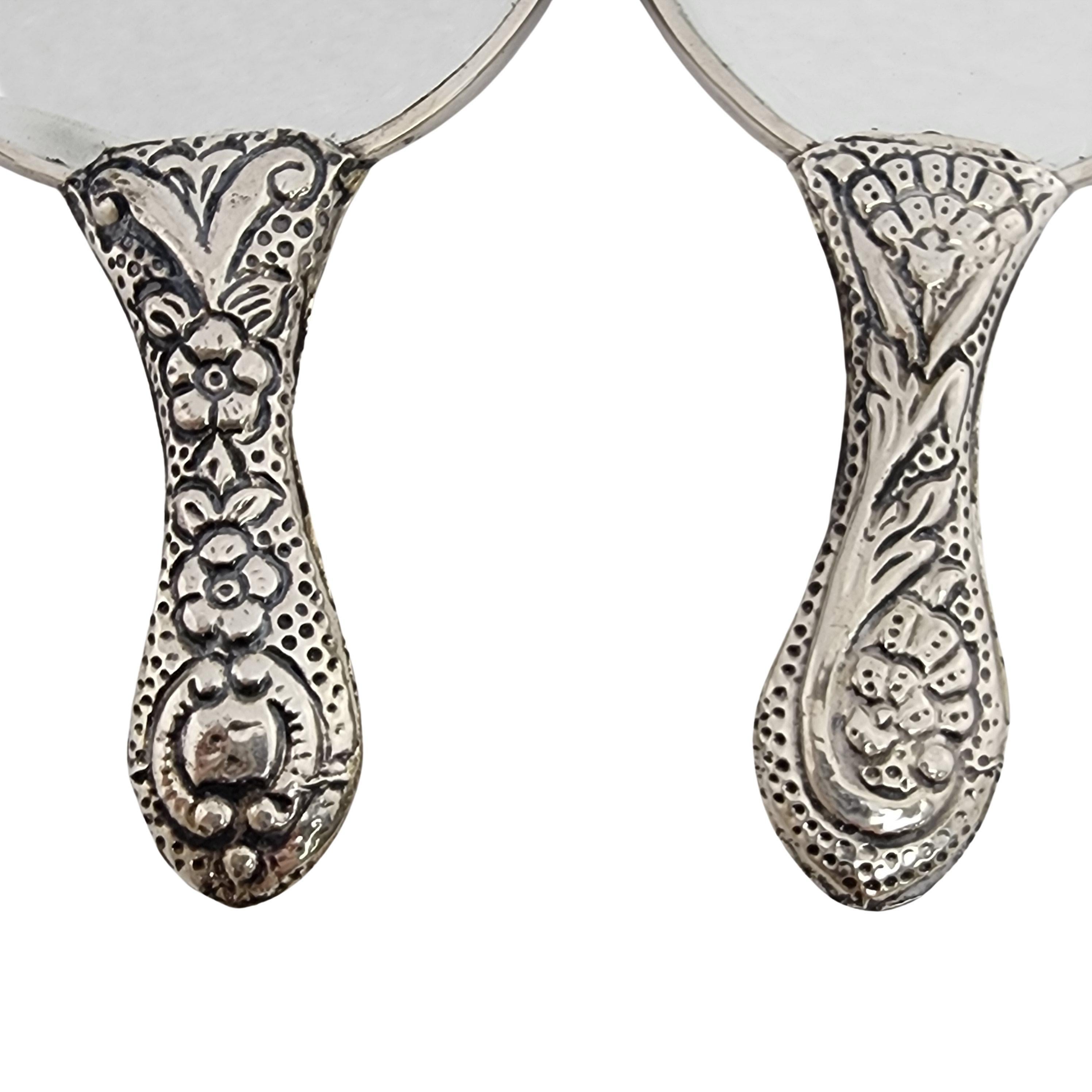 Set of 2 Turan Turkey 900 Silver Repousse Hand Mirrors #15964 For Sale 2