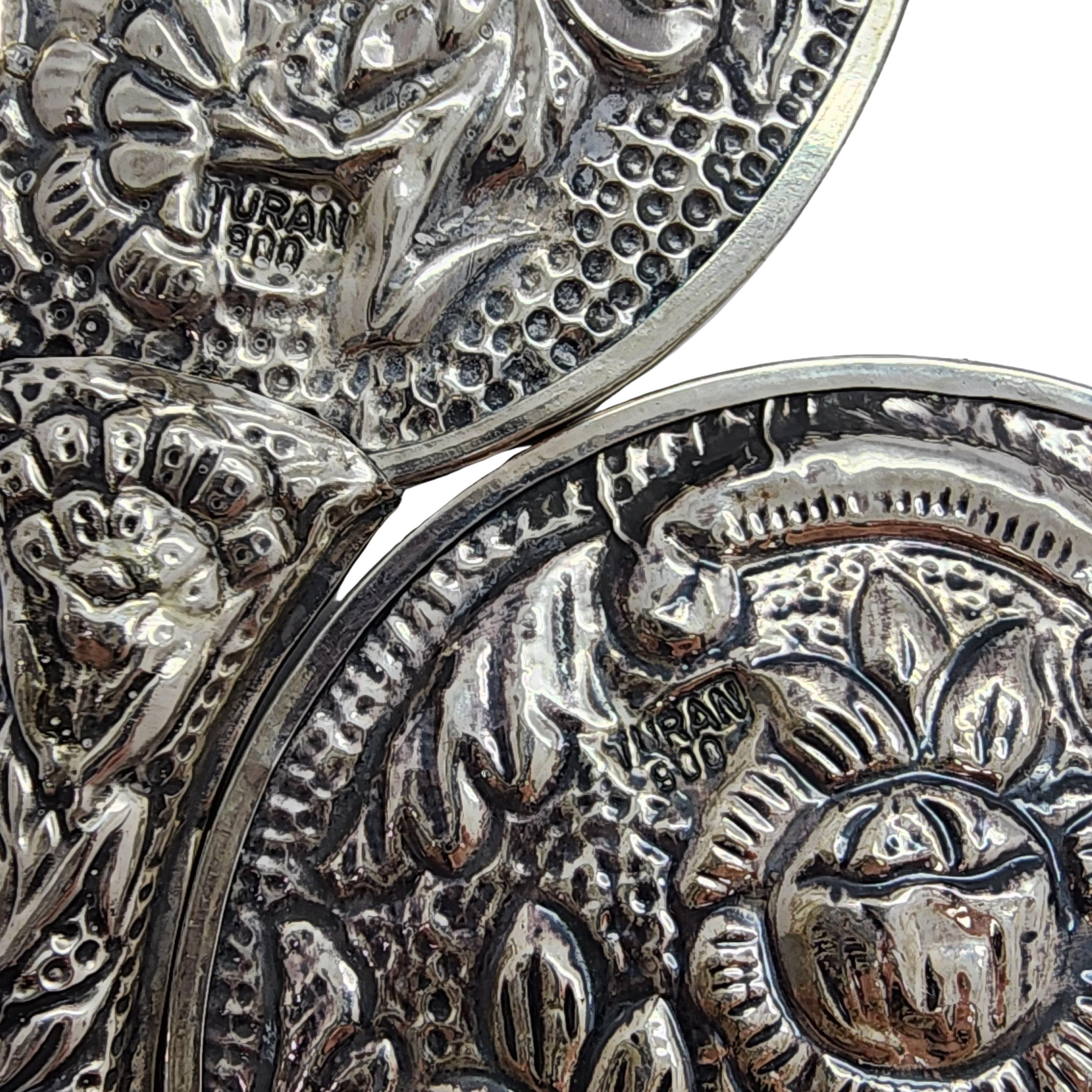 Set von 2 türkischen Silberrepousse-Handspiegeln #15964 aus der Türkei 900 3