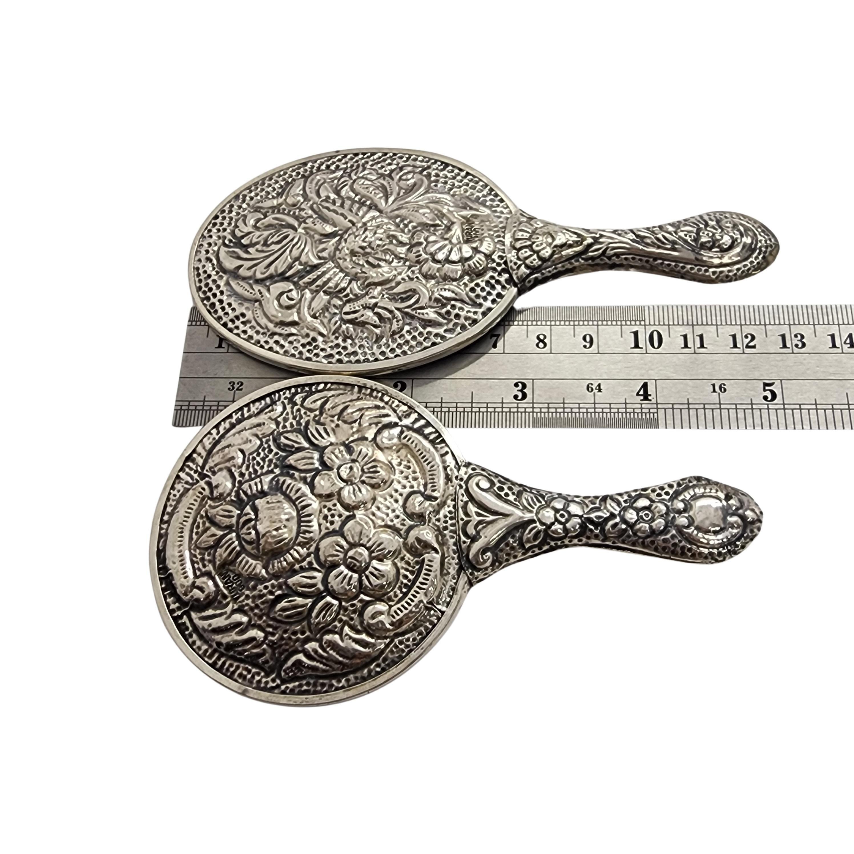 Set of 2 Turan Turkey 900 Silver Repousse Hand Mirrors #15964 For Sale 4