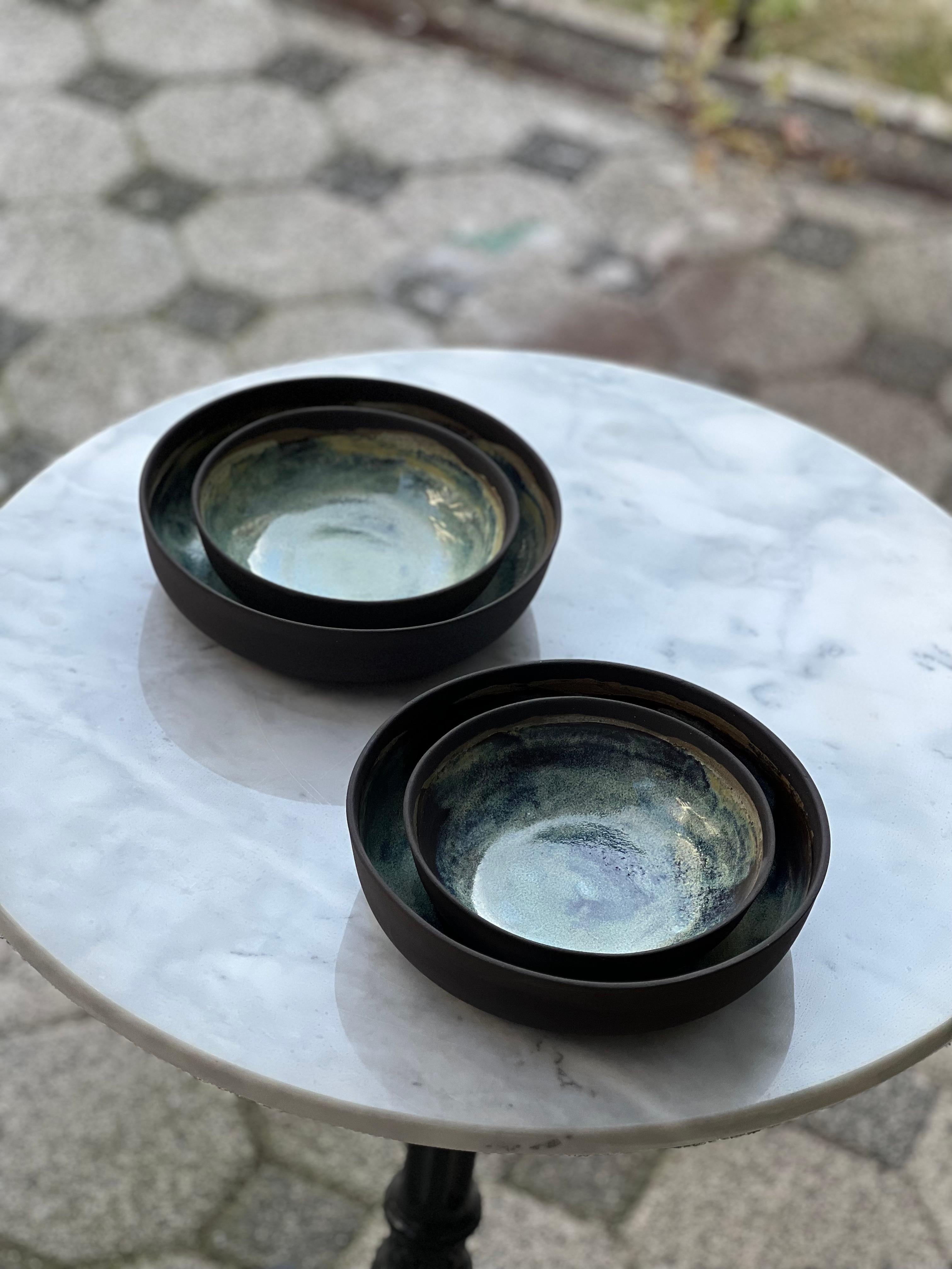 Turkish Set of 2 Turquoise Bowl by Güler Elçi For Sale