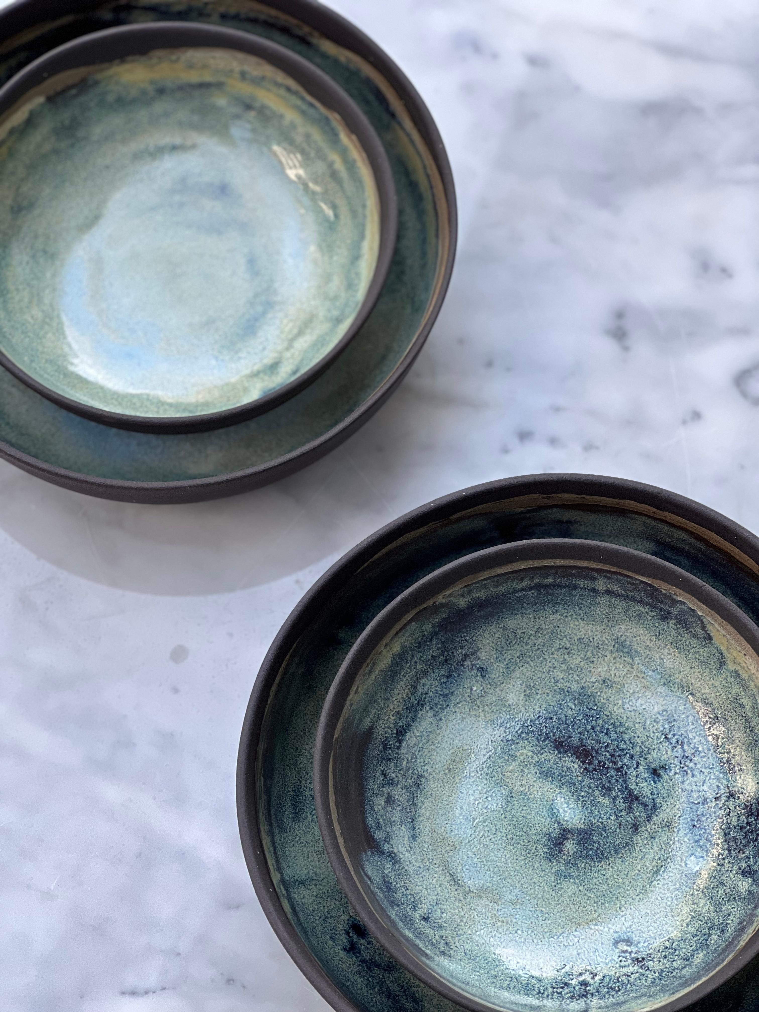 Set of 2 Turquoise Bowl by Güler Elçi In New Condition For Sale In Geneve, CH