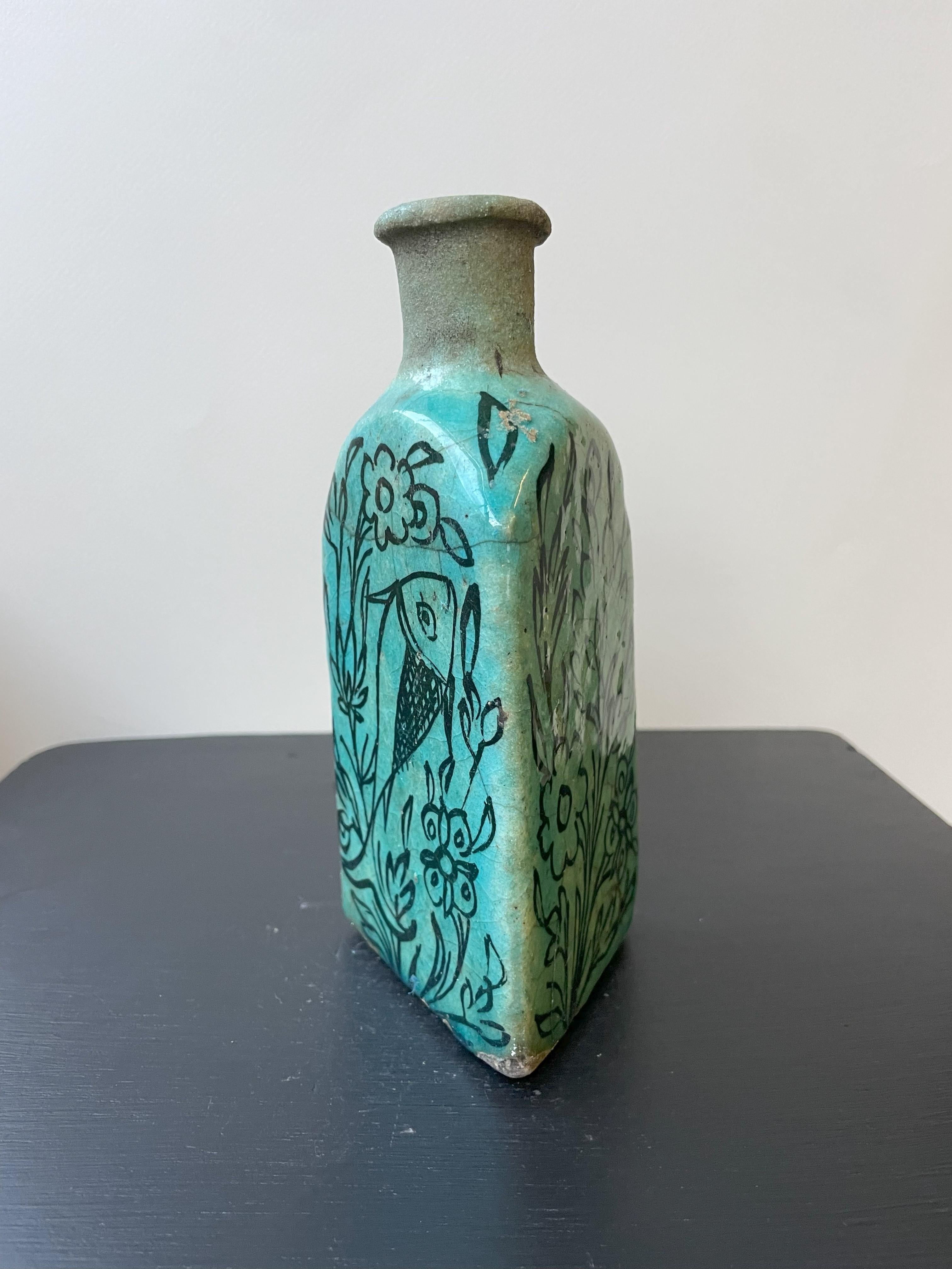 Set of 2 Turquoise Triangular Vases #1 and #2 For Sale 5