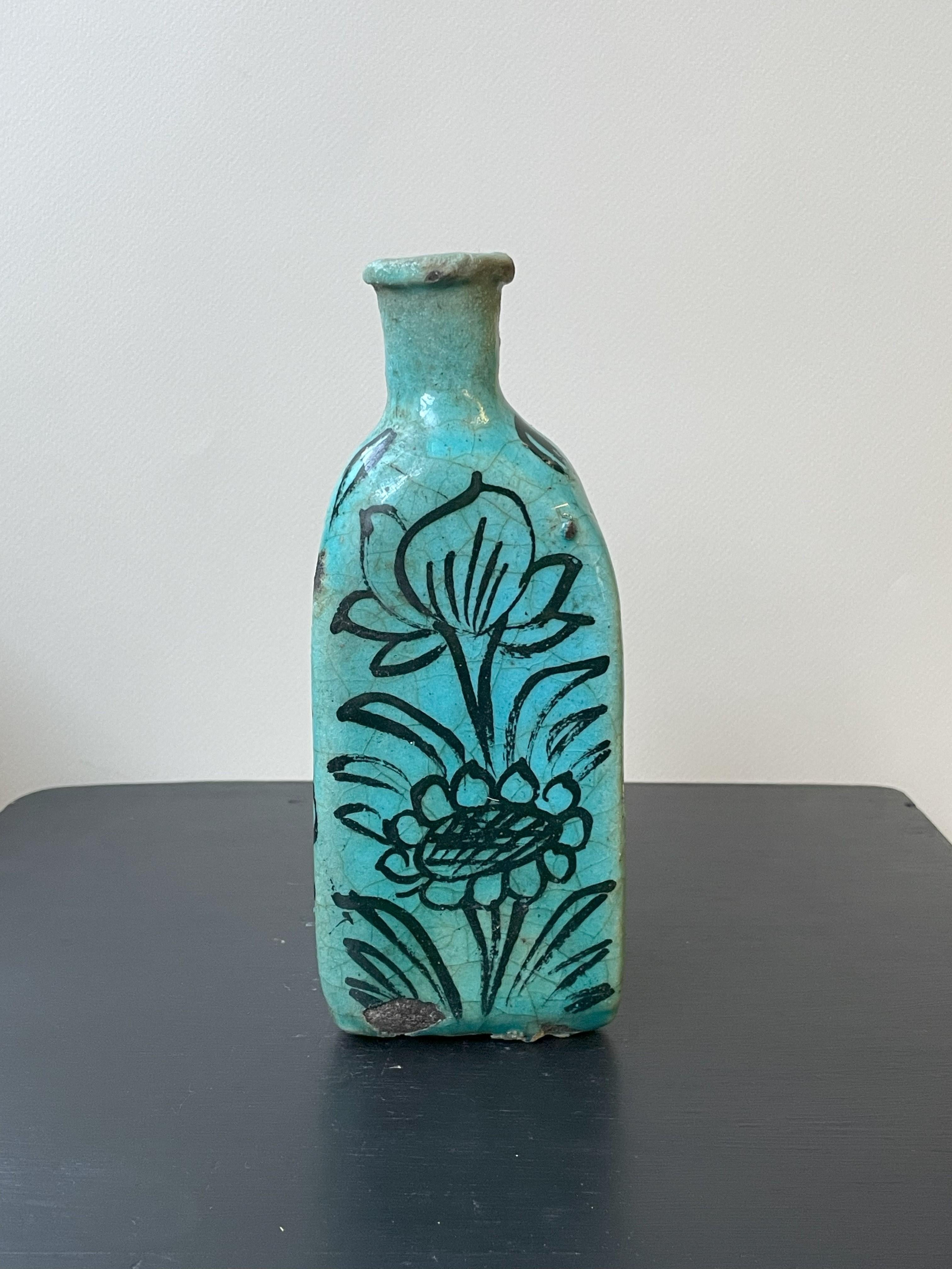 20th Century Set of 2 Turquoise Triangular Vases #1 and #2 For Sale