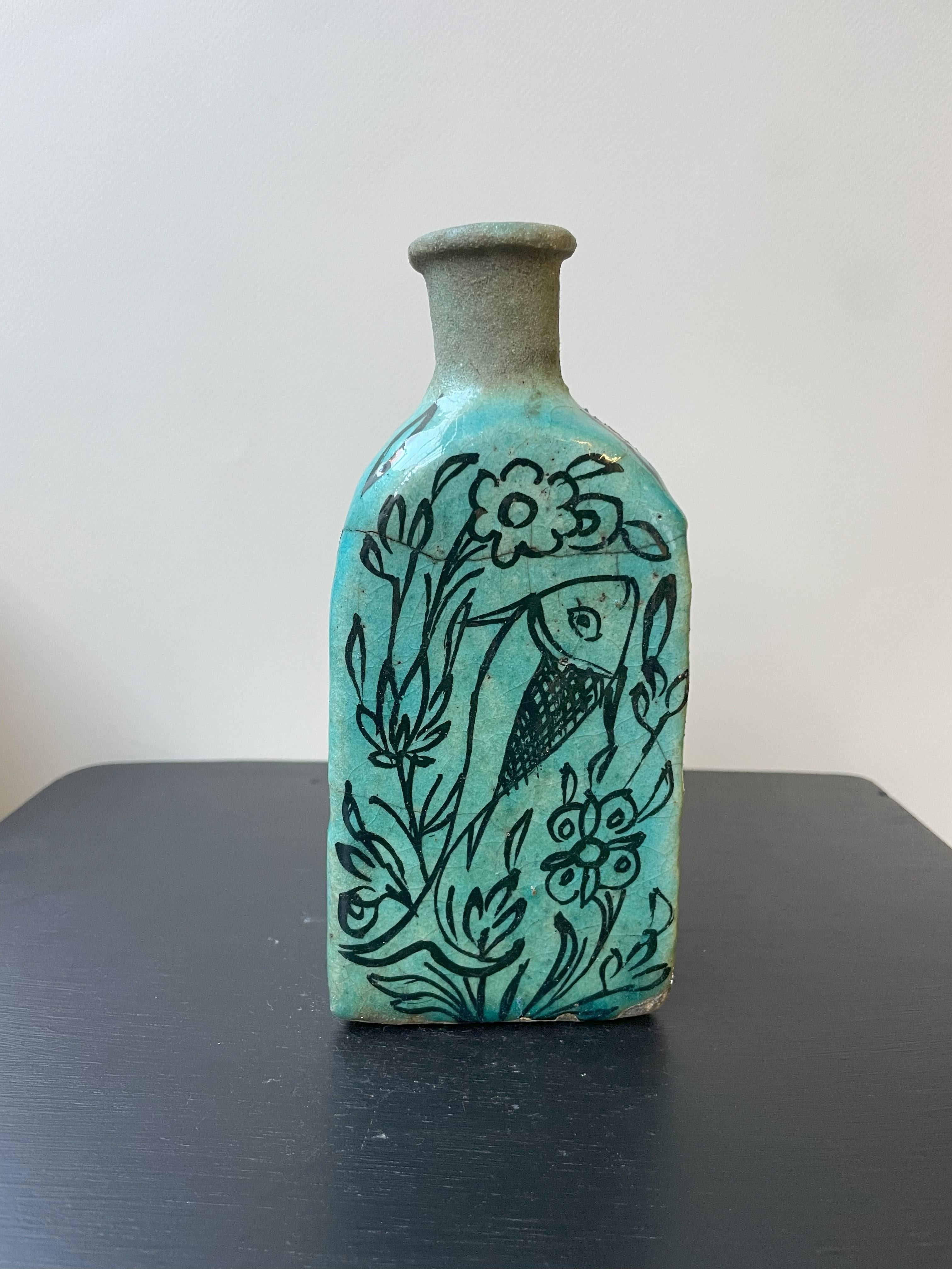Set of 2 Turquoise Triangular Vases #1 and #2 For Sale 3