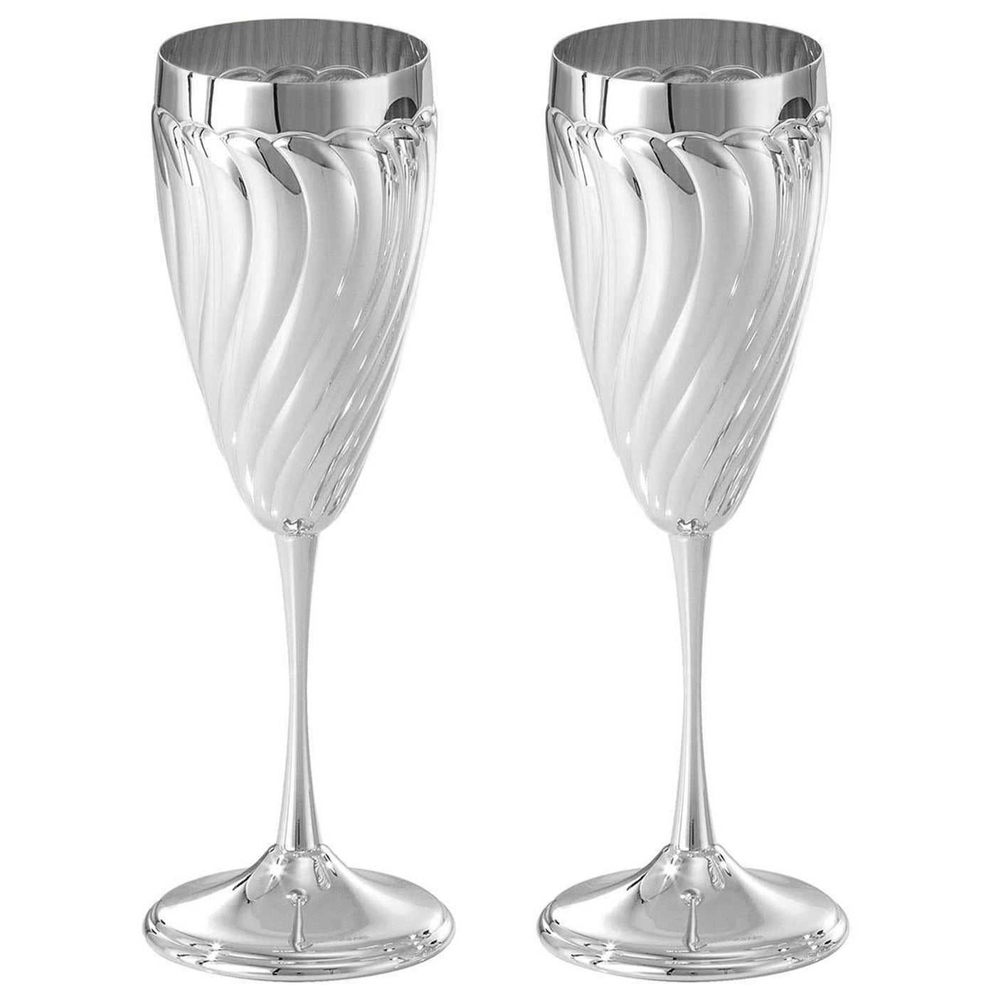 Set of 2 Twisted Silver Brass Flute For Sale