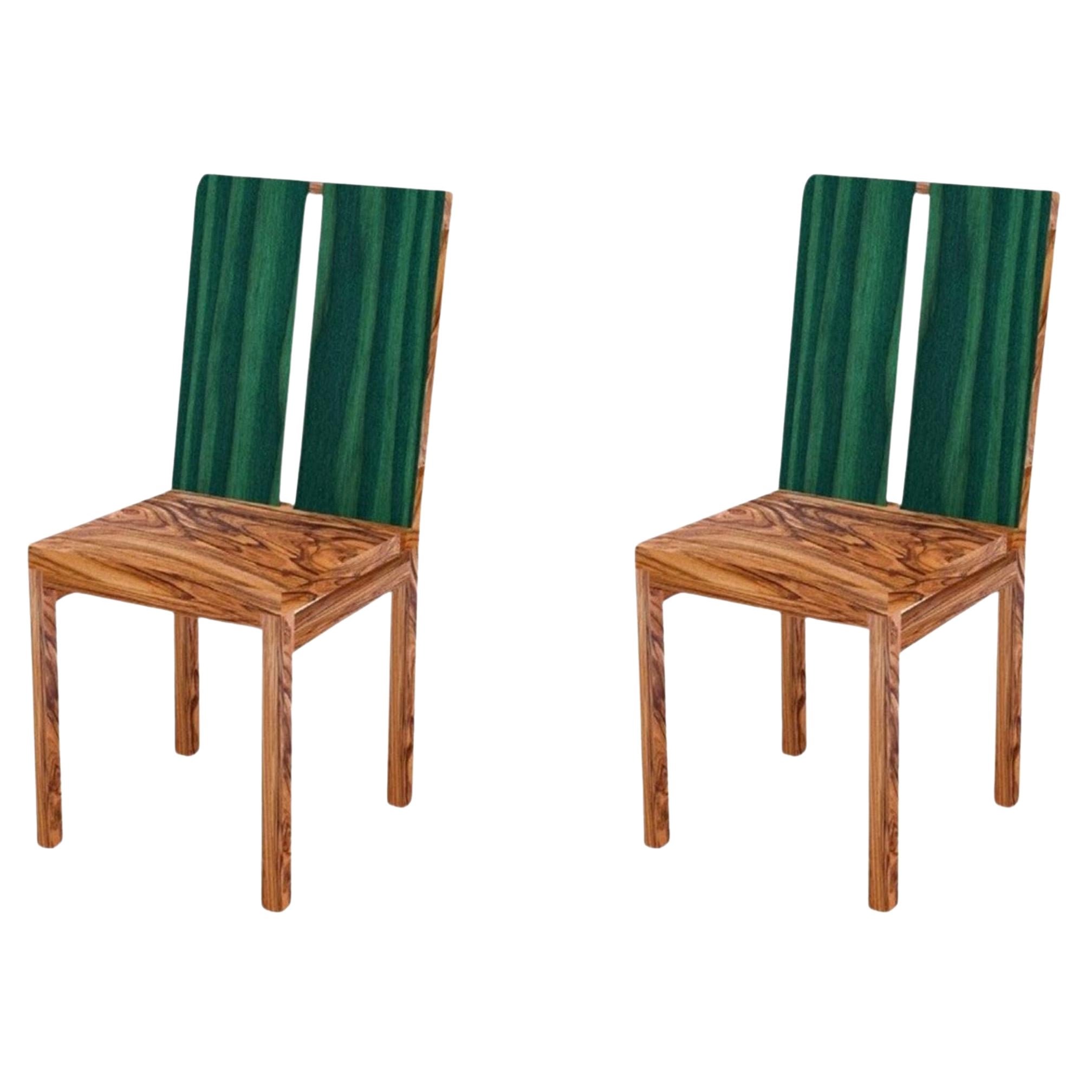 Set of 2 Two Stripe Chair by Derya Arpac For Sale