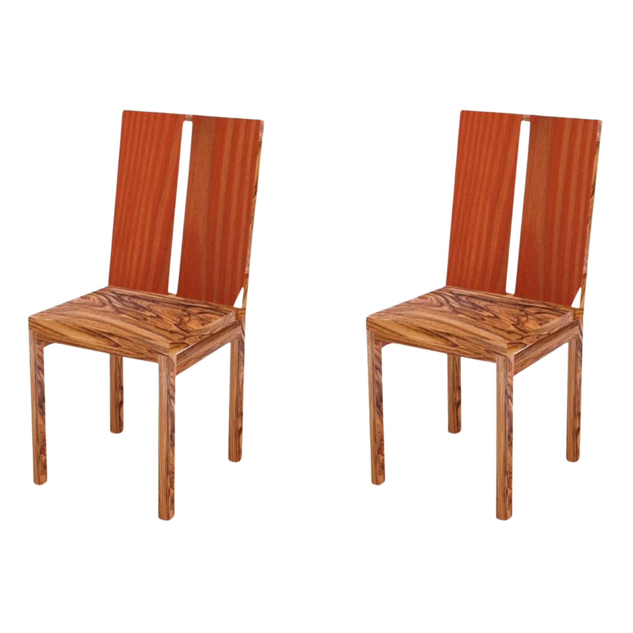 Set of 2 Two Stripe Chair by Derya Arpac For Sale