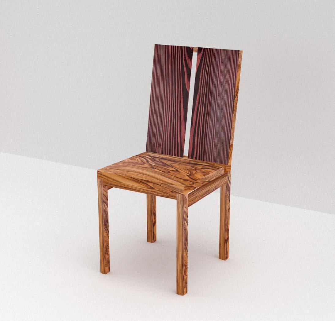 Set of 2 two stripe chairs by Derya Arpac
Dimensions: W 38 x D 45 x H 85 cm
Materials: oak & stained Dougles Fir
Also available: other materials available.

Derya Arpac is a Copenhagen based architect and furniture designer.
She holds a Master