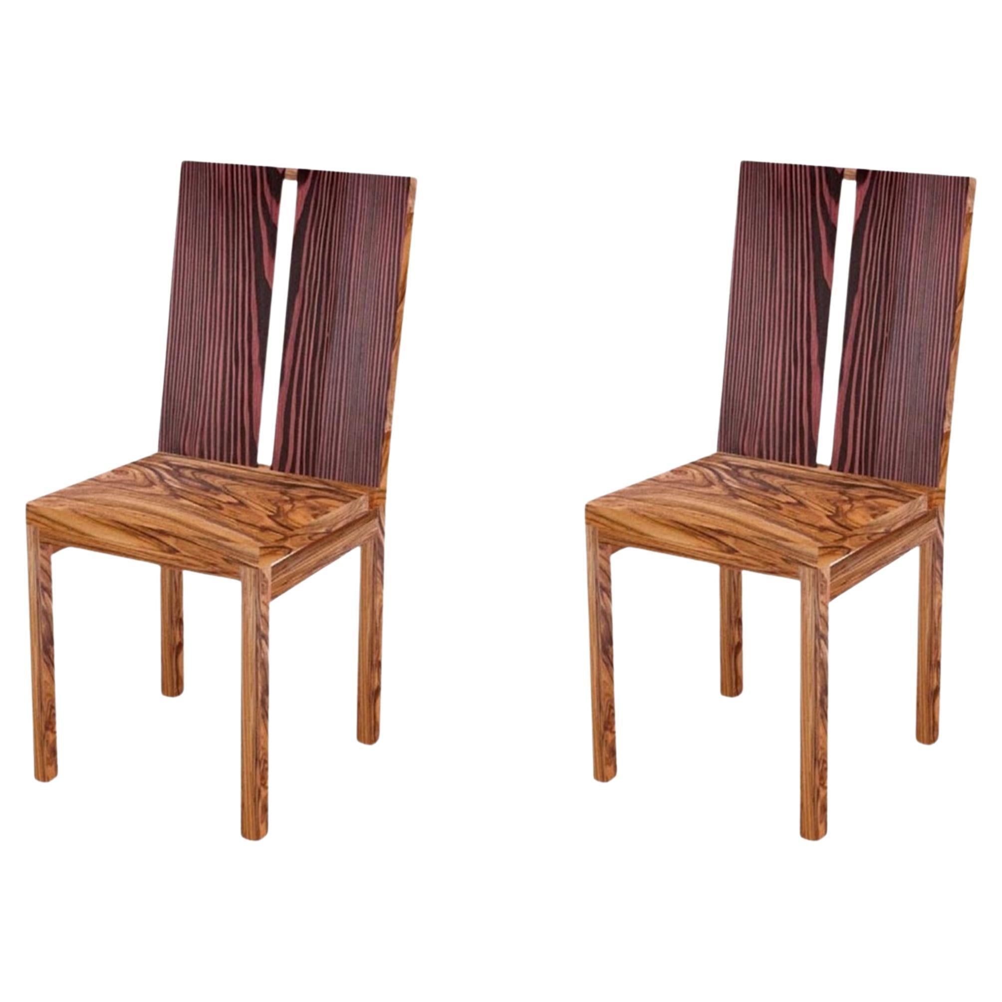 Set of 2 Two Stripe Chairs by Derya Arpac For Sale
