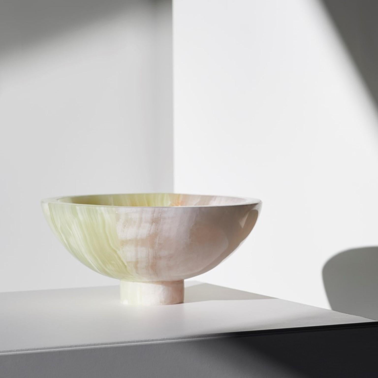 Set of 2 Twosidestory bowl by Lisette Rützou
Dimensions: D 20 cm
Materials: Candy Onyx

 Lisette Rützou’s design is motivated by an urge to articulate a story. Inspired by the beauty of materials, form and architecture, each design is an