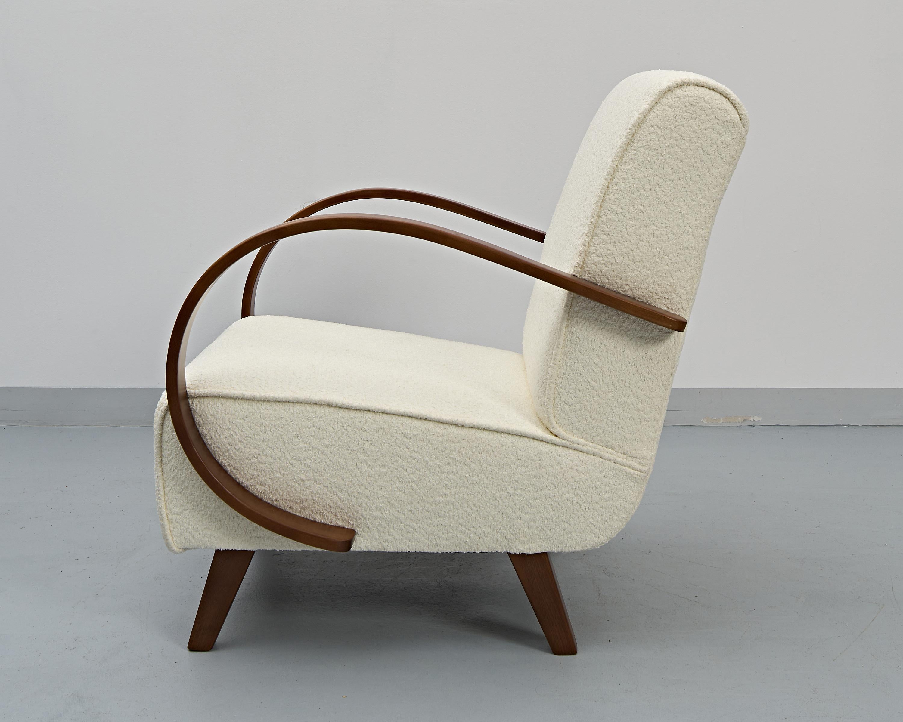 Fabric Set of 2 Type C Loop Armchairs by Jindřich Halabala, 1930s For Sale