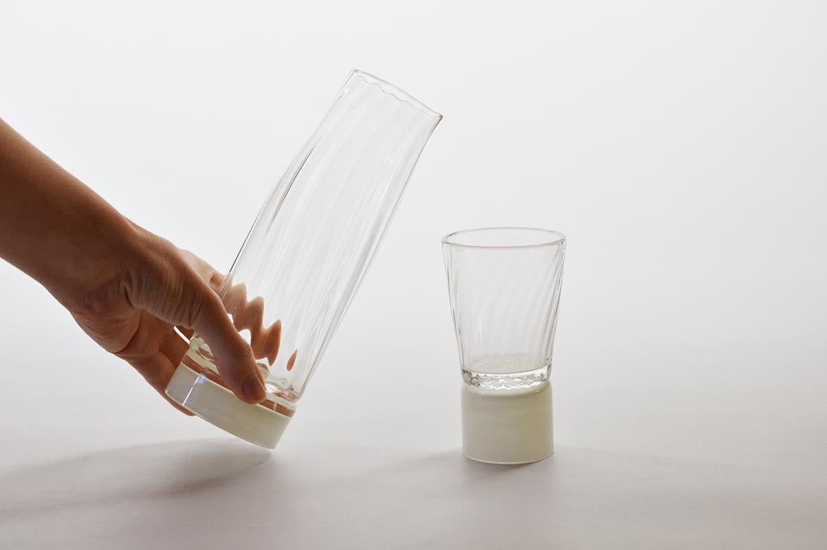 Contemporary Set of 2 Unique Glass Carafe by Atelier George
