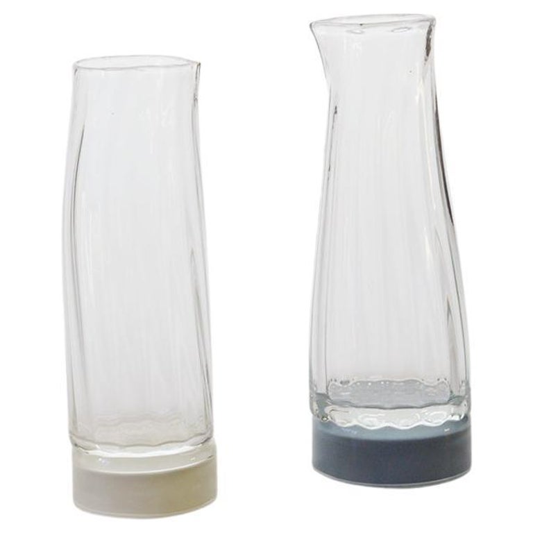Set of 2 Unique Glass Carafe by Atelier George For Sale