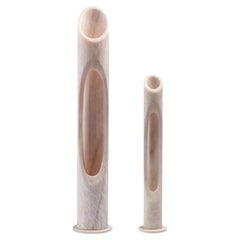 Satz von 2 einzigartigen handgefertigten Rosa Rosa Egeo Marmor Armonia Vase, Jacopo Simonetti