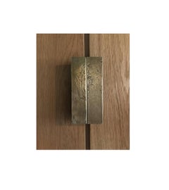 Set Of 2 Unique L Door Handles Casted In Oilsanded Bronze by Vogel Studio