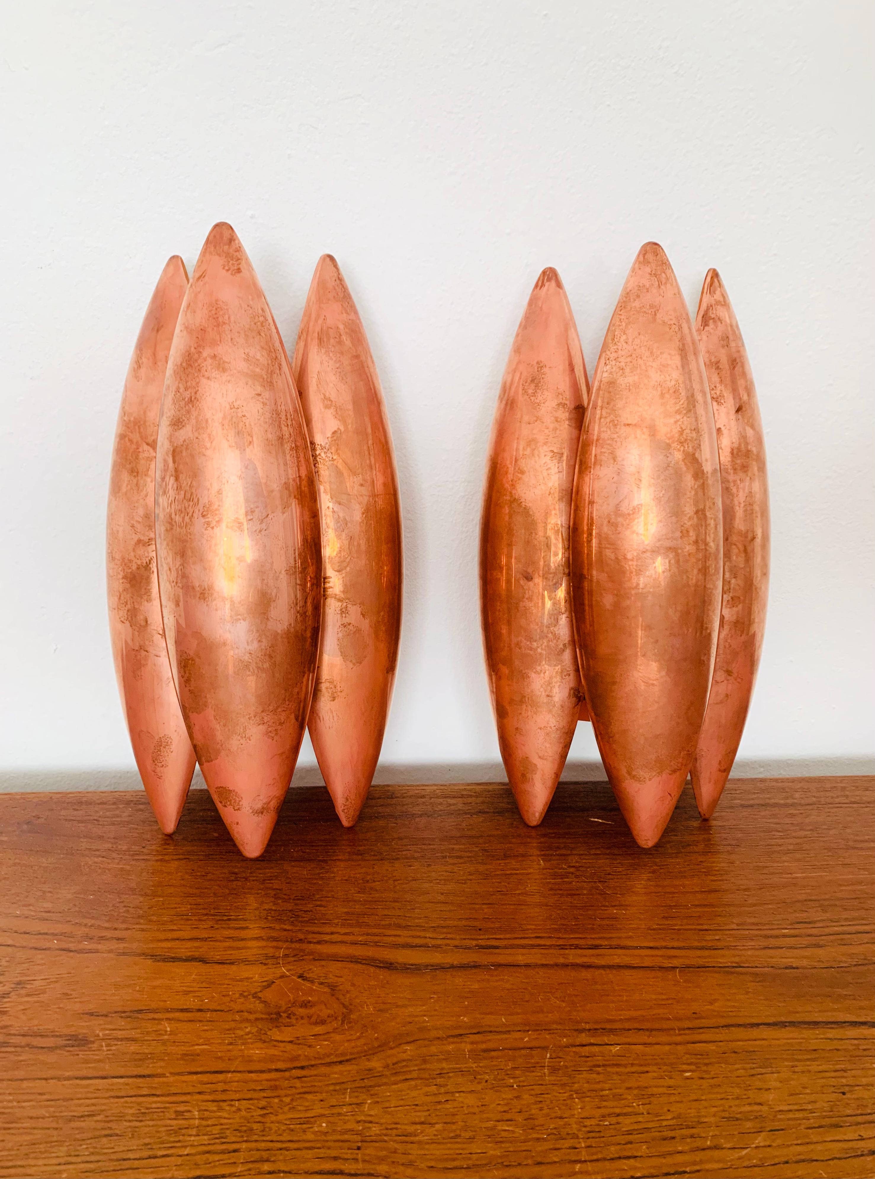 Mid-20th Century Set of 2 Unique Patinated Kastor Sconces by Jo Hammerborg for Fog and Mor For Sale
