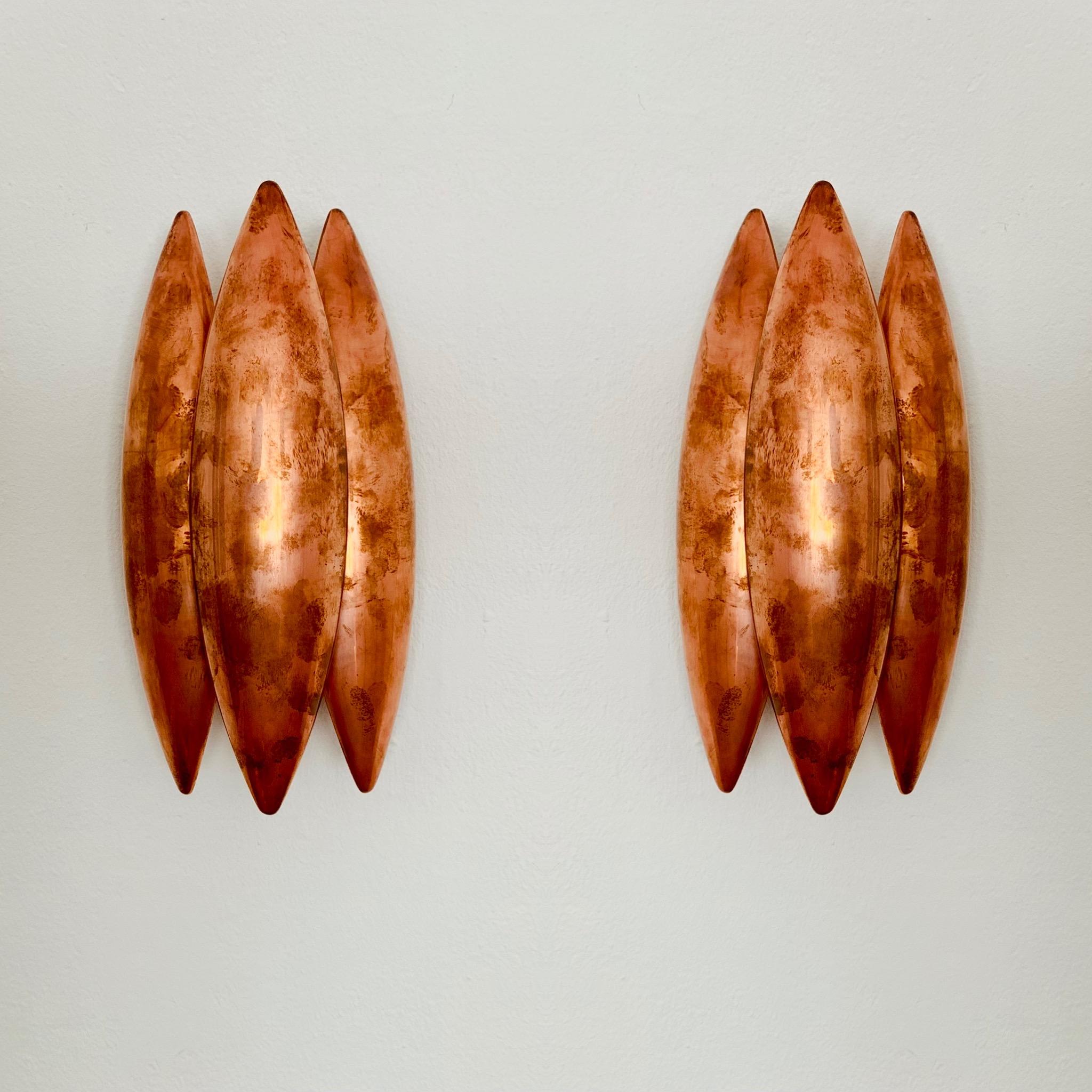 Scandinavian Modern Set of 2 Unique Patinated Kastor Sconces by Jo Hammerborg for Fog and Morup For Sale